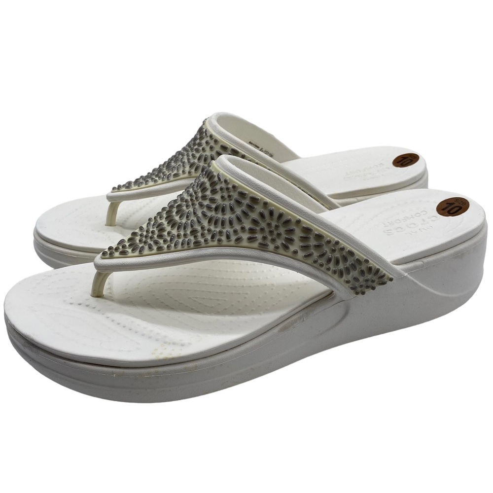 CROCS White and Gray Women Sandals